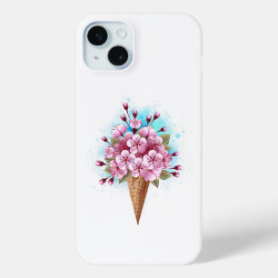 Roze Sakura Ijs Wafel Kegel iPhone 15 Mini Hoesje