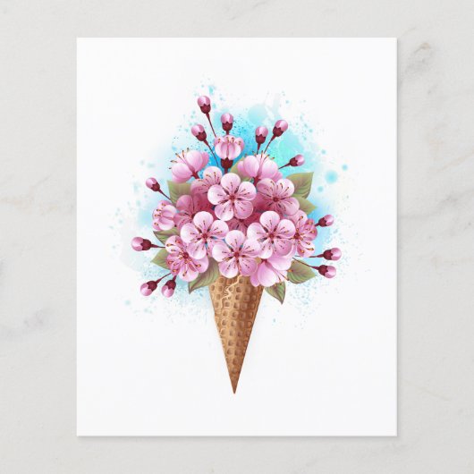 Roze Sakura Ijs Wafel Kegel Flyer (Voorkant)