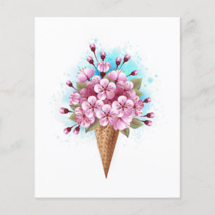 Roze Sakura Ijs Wafel Kegel Flyer