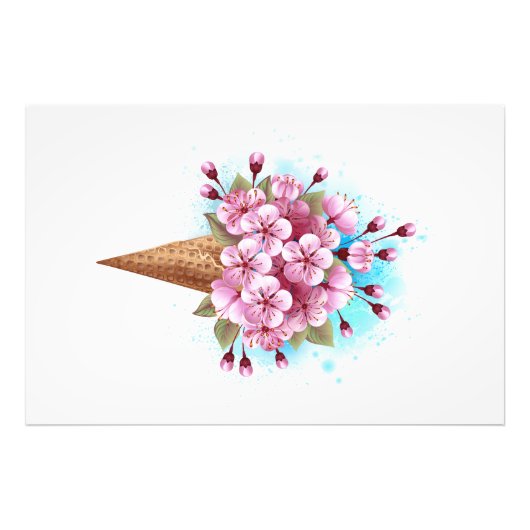 Roze Sakura Ijs Wafel Kegel Foto Afdruk (Voorkant)