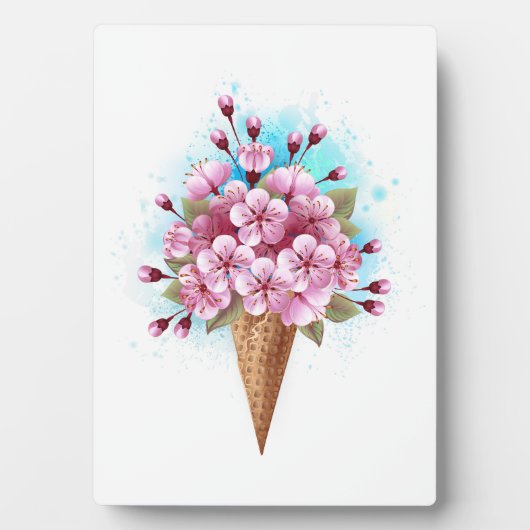 Roze Sakura Ijs Wafel Kegel Fotoplaat (voorkant)