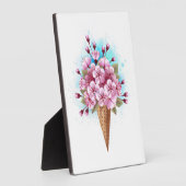 Roze Sakura Ijs Wafel Kegel Fotoplaat (Zijkant)