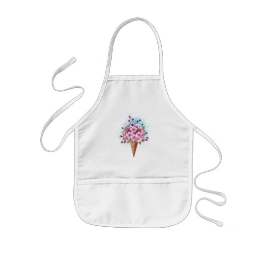 Roze Sakura Ijs Wafel Kegel Kinder Schort (Voorkant)