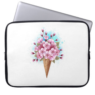 Roze Sakura Ijs Wafel Kegel Laptop Sleeve