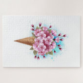 Roze Sakura Ijs Wafel Kegel Legpuzzel (Horizontaal)