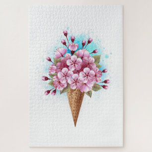 Roze Sakura Ijs Wafel Kegel Legpuzzel