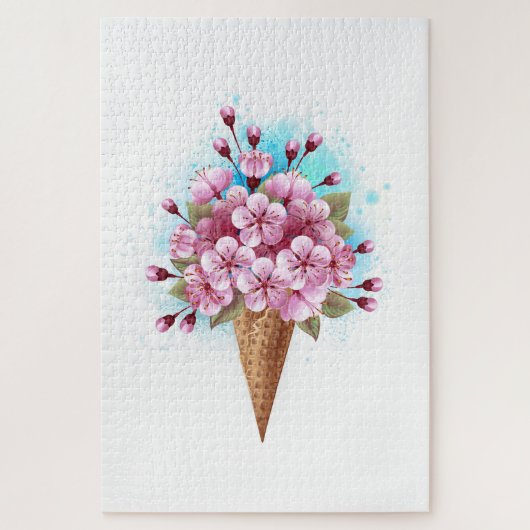 Roze Sakura Ijs Wafel Kegel Legpuzzel (Verticaal)