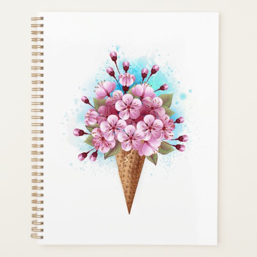 Roze Sakura Ijs Wafel Kegel Planner (Voorkant)