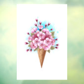 Roze Sakura Ijs Wafel Kegel Raamsticker (Vel 3)