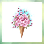 Roze Sakura Ijs Wafel Kegel Raamsticker (Vel 3)