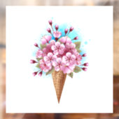 Roze Sakura Ijs Wafel Kegel Raamsticker (Vel 2)