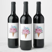 Roze Sakura Ijs Wafel Kegel Wijn Etiket (Flessen)