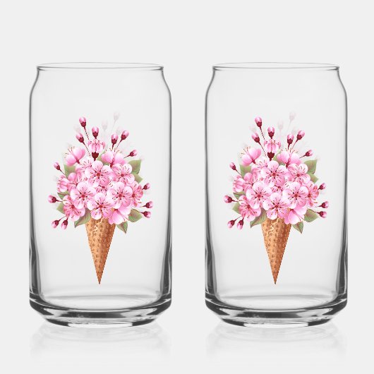 Roze Sakura Ijs Wafelhoorn Blikvorm Glas (Voorkant)