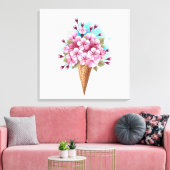 Roze Sakura Ijs Wafelhoorn Canvas Afdruk (Insitu (Woonkamer))