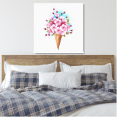 Roze Sakura Ijs Wafelhoorn Canvas Afdruk (Insitu (Slaapkamer))