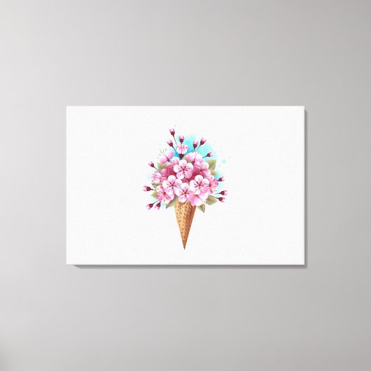 Roze Sakura Ijs Wafelhoorn Canvas Afdruk (Voorkant)