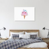 Roze Sakura Ijs Wafelhoorn Canvas Afdruk (Insitu (Slaapkamer))