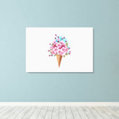 Roze Sakura Ijs Wafelhoorn Canvas Afdruk (Insitu (Houten vloer))