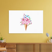 Roze Sakura Ijs Wafelhoorn Canvas Afdruk (Insitu (Woonkamer))