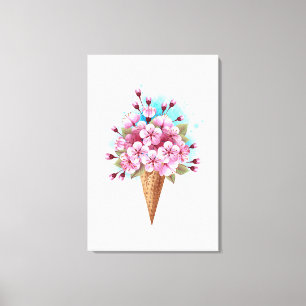 Roze Sakura Ijs Wafelhoorn Canvas Afdruk