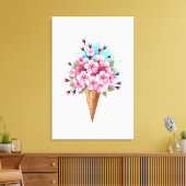 Roze Sakura Ijs Wafelhoorn Canvas Afdruk (Insitu (Woonkamer))