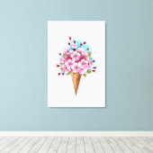Roze Sakura Ijs Wafelhoorn Canvas Afdruk (Insitu (Houten vloer))