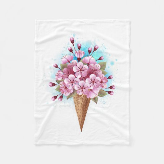 Roze Sakura Ijs Wafelhoorn Fleece Deken (Voorkant)