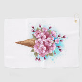 Roze Sakura Ijs Wafelhoorn Golfhanddoek (Horizontaal)
