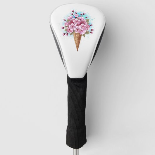 Roze Sakura Ijs Wafelhoorn Golfheadcover (Voorkant)
