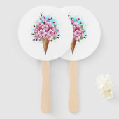 Roze Sakura Ijs Wafelhoorn Handwaaier (Voorkant en achterkant)