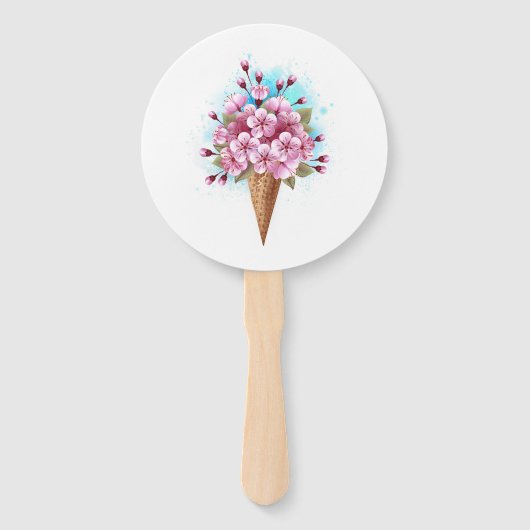 Roze Sakura Ijs Wafelhoorn Handwaaier (Voorkant)