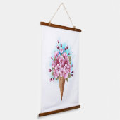 Roze Sakura Ijs Wafelhoorn Hangend Wandkleed (Gebogen)