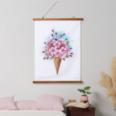 Roze Sakura Ijs Wafelhoorn Hangend Wandkleed (Slaapkamer)