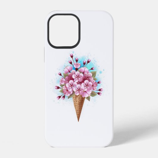 Roze Sakura Ijs Wafelhoorn iPhone Hoesje (Achterkant)