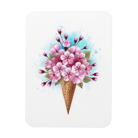 Roze Sakura Ijs Wafelhoorn Magneet (Verticaal)