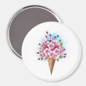 Roze Sakura Ijs Wafelhoorn Magneet (Voorkant / Achterkant)