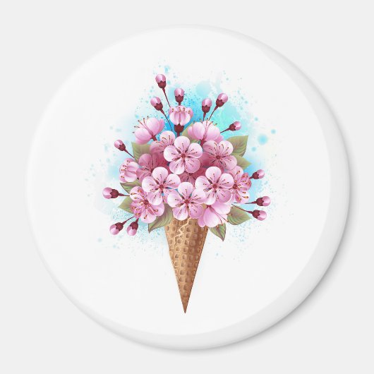 Roze Sakura Ijs Wafelhoorn Magneet (Voorkant)