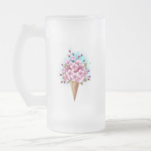 Roze Sakura Ijs Wafelhoorn Matglas Bierpul