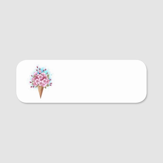 Roze Sakura Ijs Wafelhoorn Naamplaatje (Voorkant)