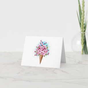 Roze Sakura Ijs Wafelhoorn Notitiekaartje