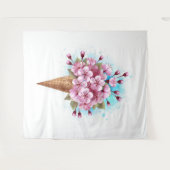 Roze Sakura Ijs Wafelhoorn Wandkleed (Voorkant (horizontaal))