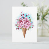 Roze Sakura Ijs Wafelmelkhoorn Bedankkaart (Staand voorkant)