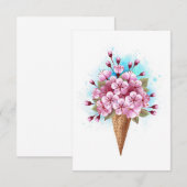 Roze Sakura Ijs Wafelmelkhoorn Bedankkaart (Voorkant / Achterkant)