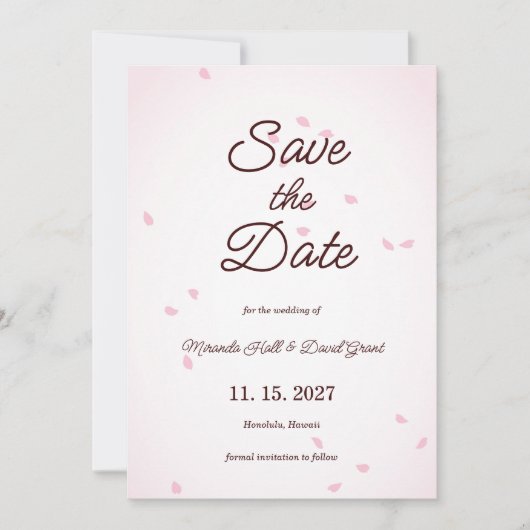 Roze Sakura Japanse Cherry Blossom Save The Date (Voorkant)