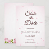 Roze Sakura Japanse Cherry Blossom Save The Date (Voorkant / Achterkant)