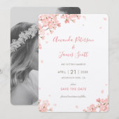 Roze Sakura Japanse Cherry Blossom sparen de Datum Kaart (Voorkant / Achterkant)