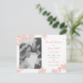 Roze Sakura Japanse Cherry Blossom sparen de Datum Uitnodiging Briefkaart (Staand voorkant)