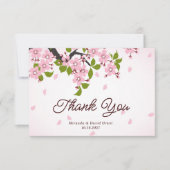 Roze Sakura Japanse Cherry Blossom Weddenschap Bedankkaart (Voorkant)