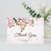 Roze Sakura Japanse Cherry Blossom Weddenschap Bedankkaart (Staand voorkant)