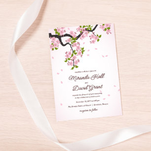 Roze Sakura Japanse Cherry Blossom Weddenschap Kaart